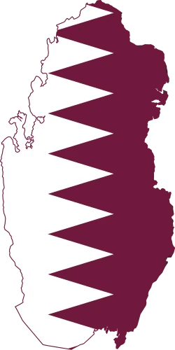 Map and flag of Qatar